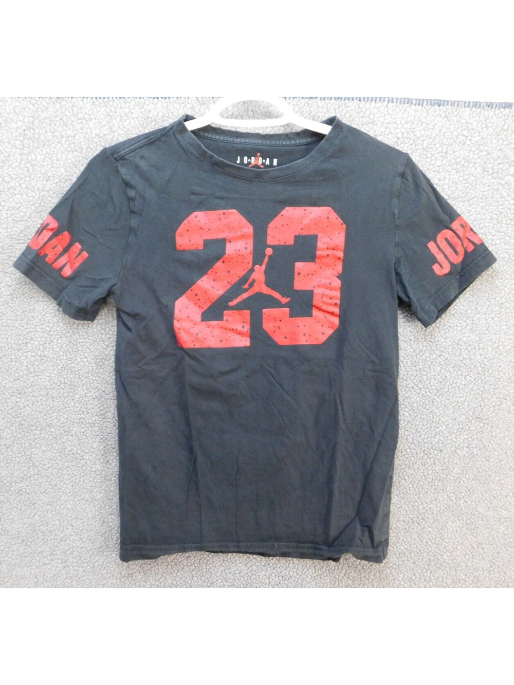 Nike Air Jordan Shirt Boys Large 12/13Yrs “23” Jumpman Black/Red Short Sleeve